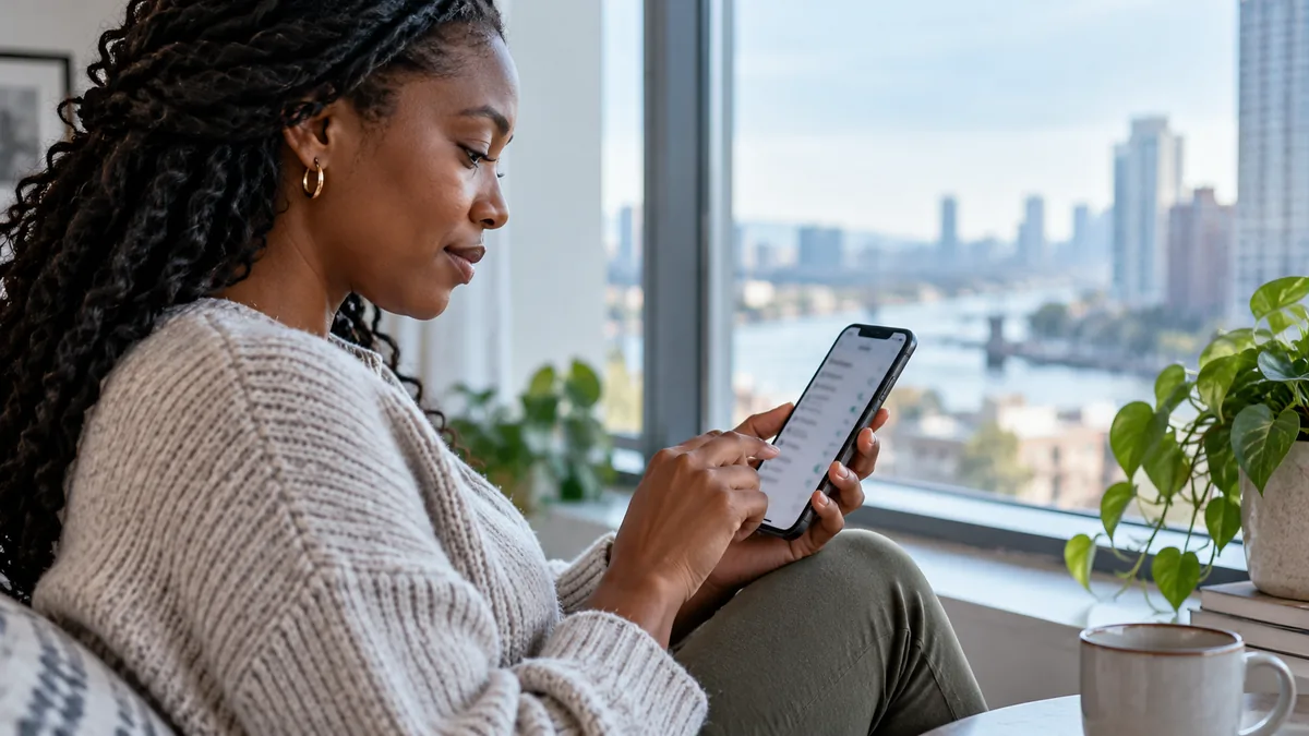 Woman using a social media privacy checklist on her phone
